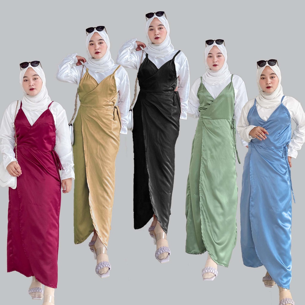 Set Dress Tali | Dress Satin | Camisole Dress Satin All Size