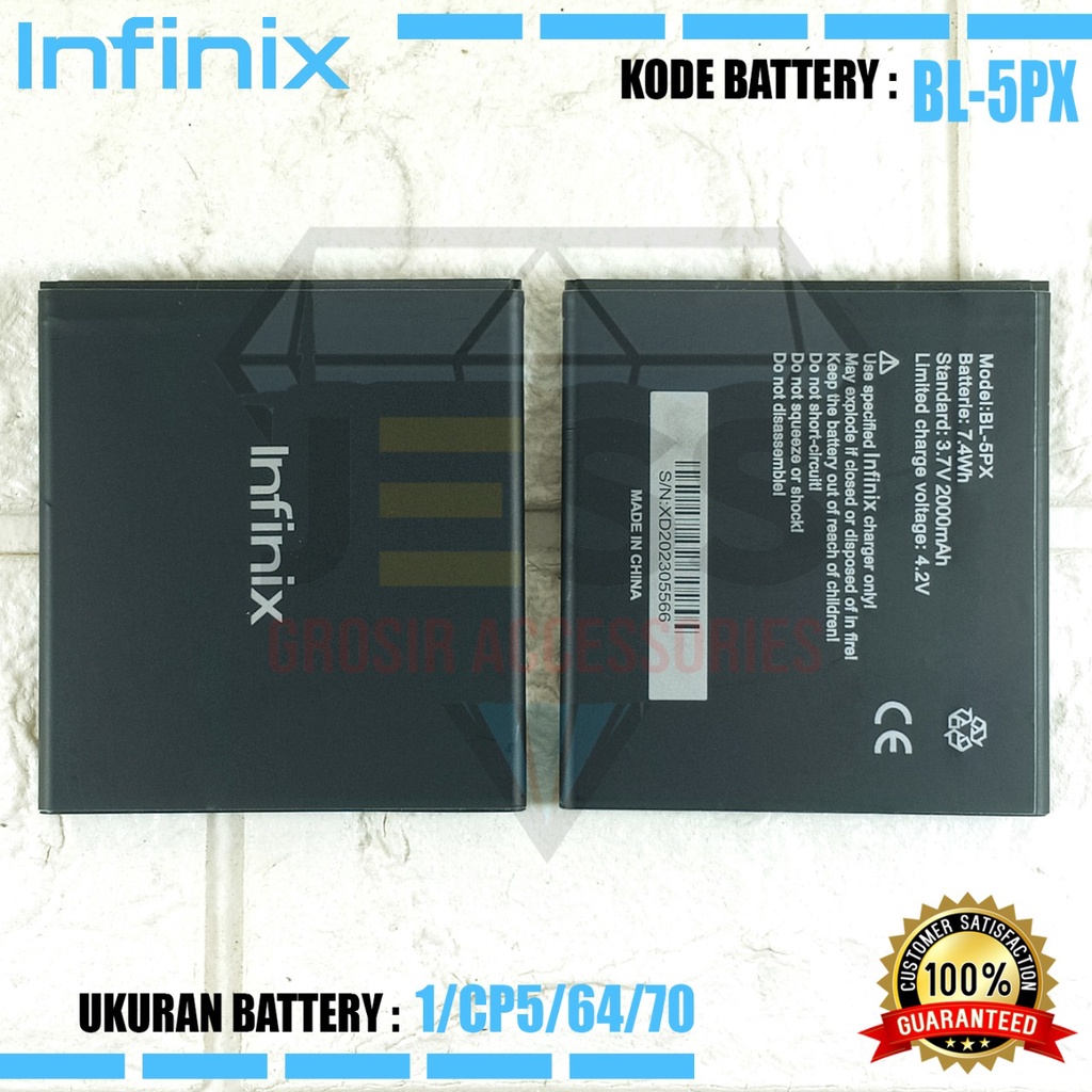 Baterai Original UNIVERSAL For type HP Ukuran Battery panjang 6.4 cm Tinggi 7 cm Tebal 0.4 cm 3 pin