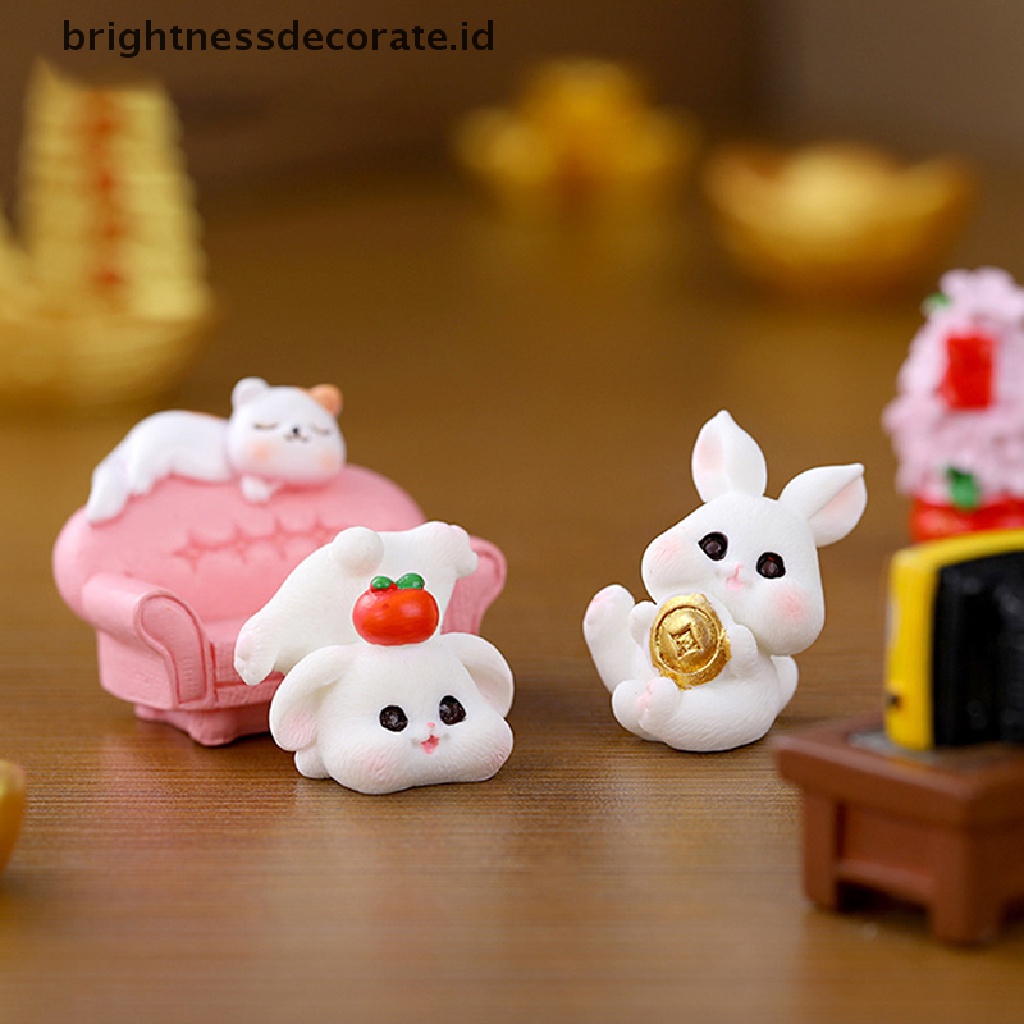 [Birth] Miniatur Lucu Imlek Kelinci Zodiak Lanskap Mikro Rumah Boneka Kartun Kelinci Ornamen Lanskap Mikro Untuk Dekorasi Rumah [ID]