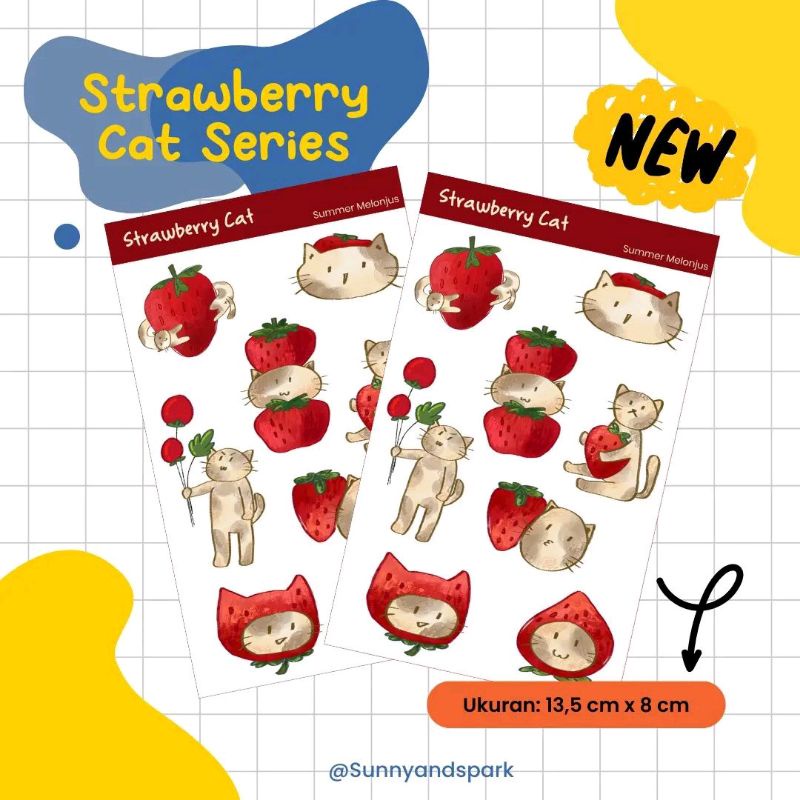 

Strawberry Cat Sticker Decoration