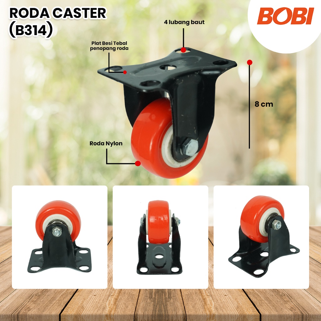 Roda Caster PVC NYLON / Roda Etalase Lemari 1,5 inch / Roda Serbaguna BOBI - Warna Random