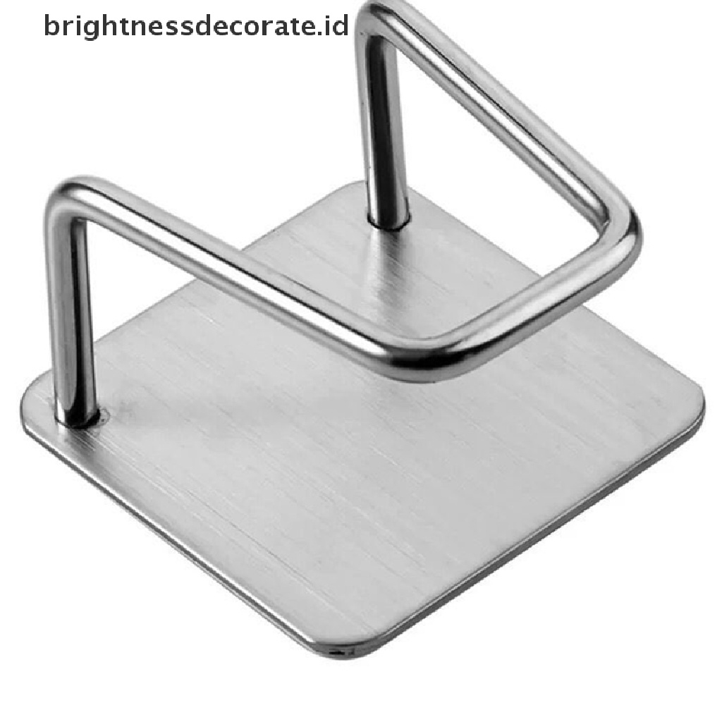 [Birth] Tempat Spons Wastafel Stainless Steel Dapur Self Adhesive Drain Drying Rack [ID]