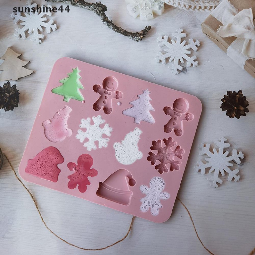 Sunshine 12rongga Natal Snowman Cetakan Silikon Cetakan Kue Coklat Baking Tools.