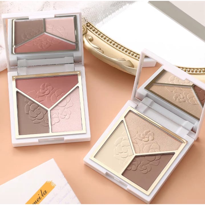 LAMEILA Highlighter Palette 3 Colors Powder New 5097