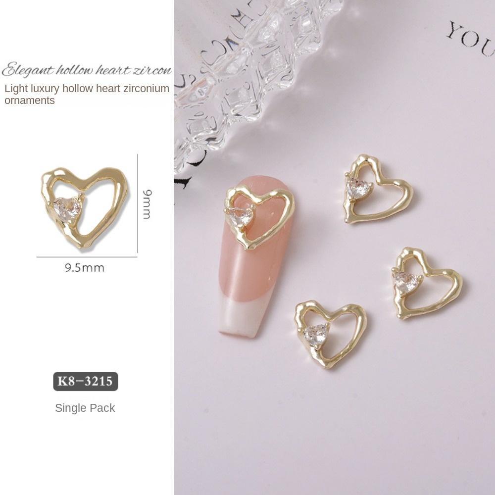 Mxbeauty Hiasan Kuku Hati Wanita Emas Perak Love Heart Manicure Aksesoris Heart Pendant Nail Jewelry