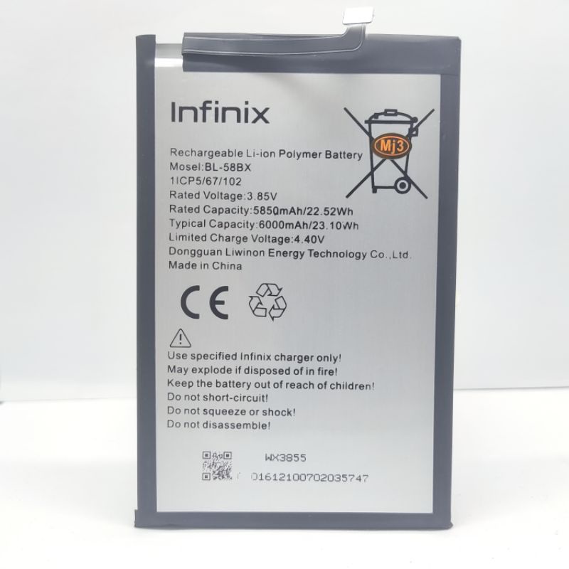 BATERAI BATRE INFINIX HOT 9 PLAY X680 - HOT 10 PLAY - HOT 11 PLAY  X688B X688C HOT 12 PLAY X6816 BL58BX HOT 10S BATTERY ORIGINAL 100 %