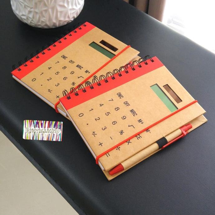 

Buku Agenda Motif Rustic Kalkulator, Notebook Memo 2in1 Calculator Pen
