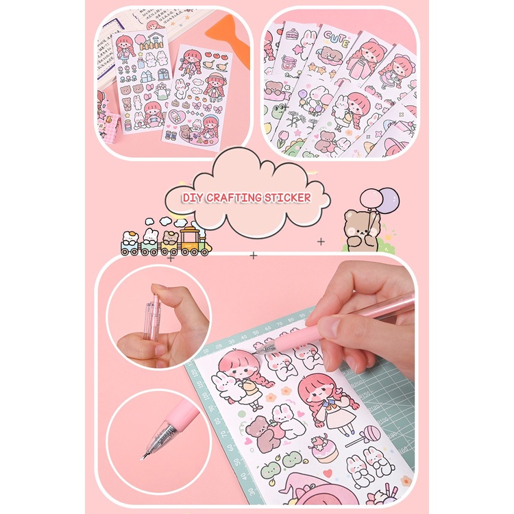 Sticker Stiker Box Set Momo Free Twizer Mini Shovel Perata Sticker Crafting Pen Pulpen Ukir Stiker Selotip kertas motif kartun Lucu Dekorasi Buku Diary Memo Journal Catatan Harian Anak Sekolah Alat Tulis Scraping bookk @banyak