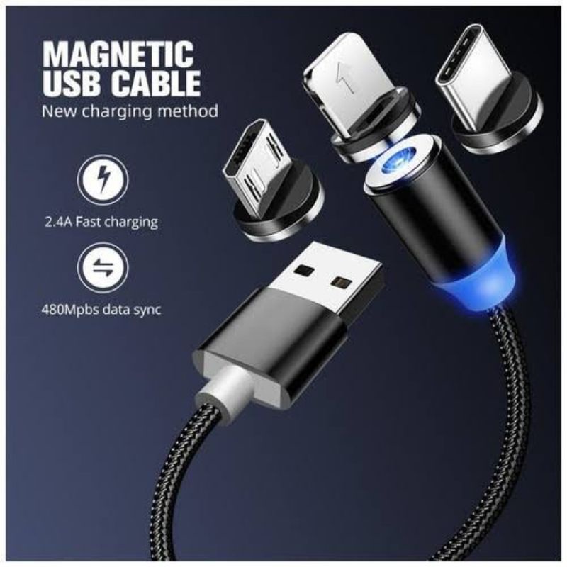 KABEL DATA 3 IN 1 FOR LIGHTING / MICRO USB / TYPE-C X-CABLE METAL MAGNETIC