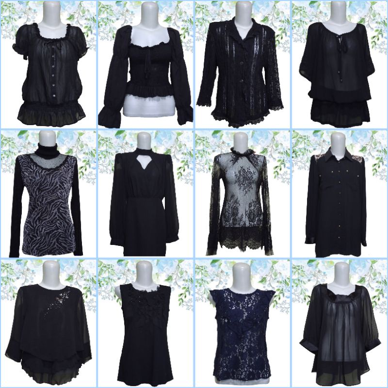 baju Atasan Hitam/ Navy/ Brokat/ Outer