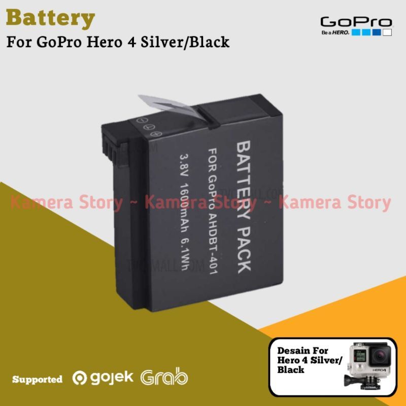 Baterai GoPro Hero 4 Silver Action Cam Battery Replacement GoPro Hero 4 Black
