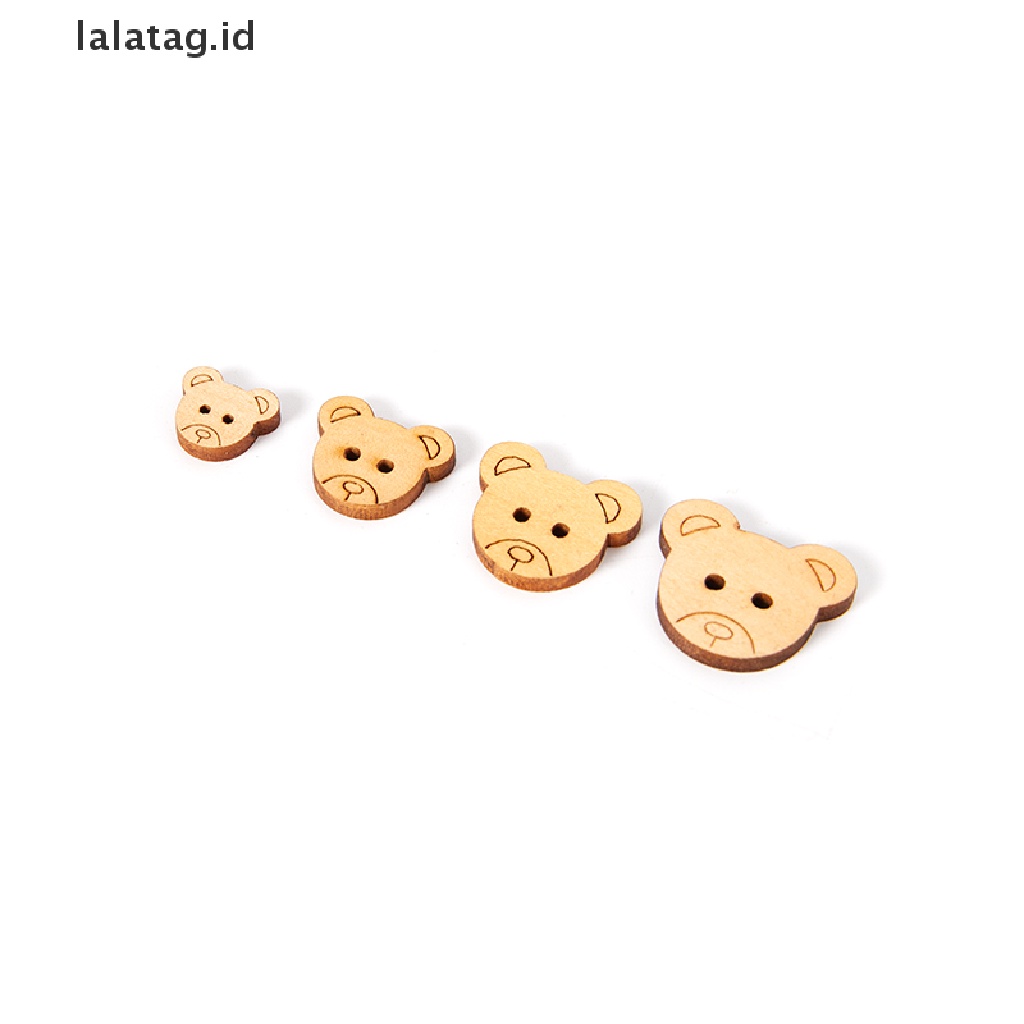 [lalatag] 50pcs Kancing Natural Teddy Bear Ch Kancing Jahit Kayu Buttons [ID]