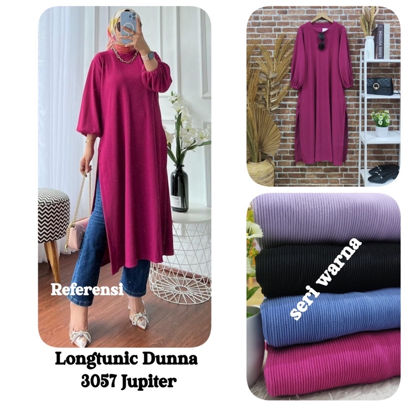 long tunik midi wanita bahan hanover merk clarke