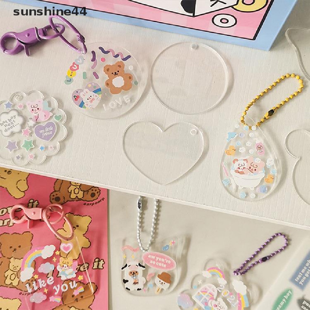 Sunshine 5pcs Gradien Transparan Akrilik Disc DIY Handmade Gantungan Kunci Liontin Tag Plexiglass Kosong Slice Untuk Membuat Perhiasan Kerajinan Vinyl.