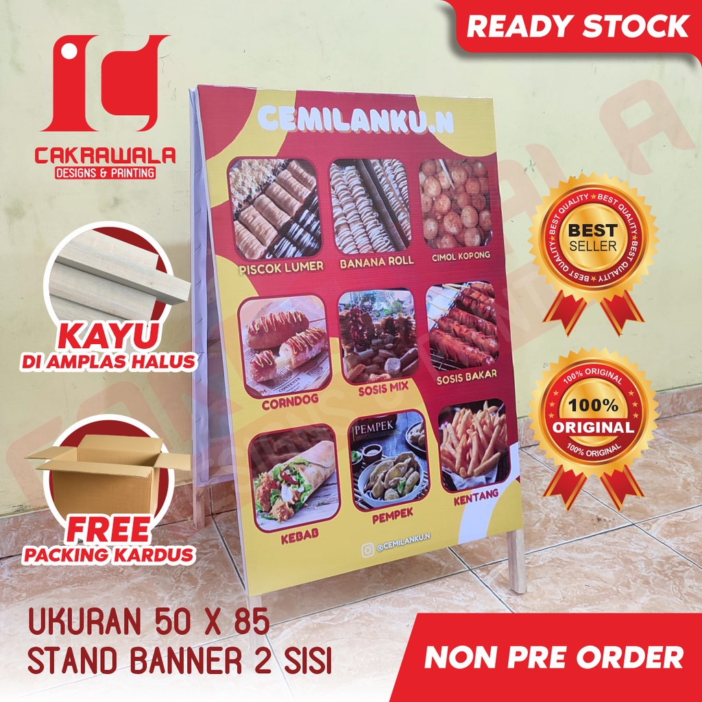 STAND BANNER KAYU CEMILAN UKURAN 50 X 85 - STANDING BANNER KAYU  - STAND BANNER KAYU - SEGITIGA BANN