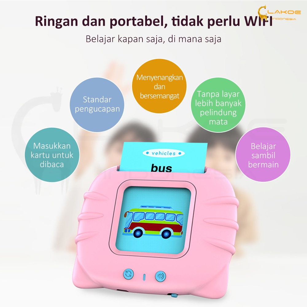 Flash Card Early Education Bilingual Device Mainan Flash card bersuara Alat Bantu Pengenalan kosakata Bahasa Inggris