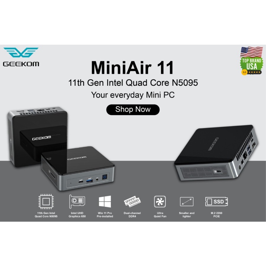 MINI PC GEEKOM MINI AIR 11 with INTEL GEN 11th N5095 Barebone