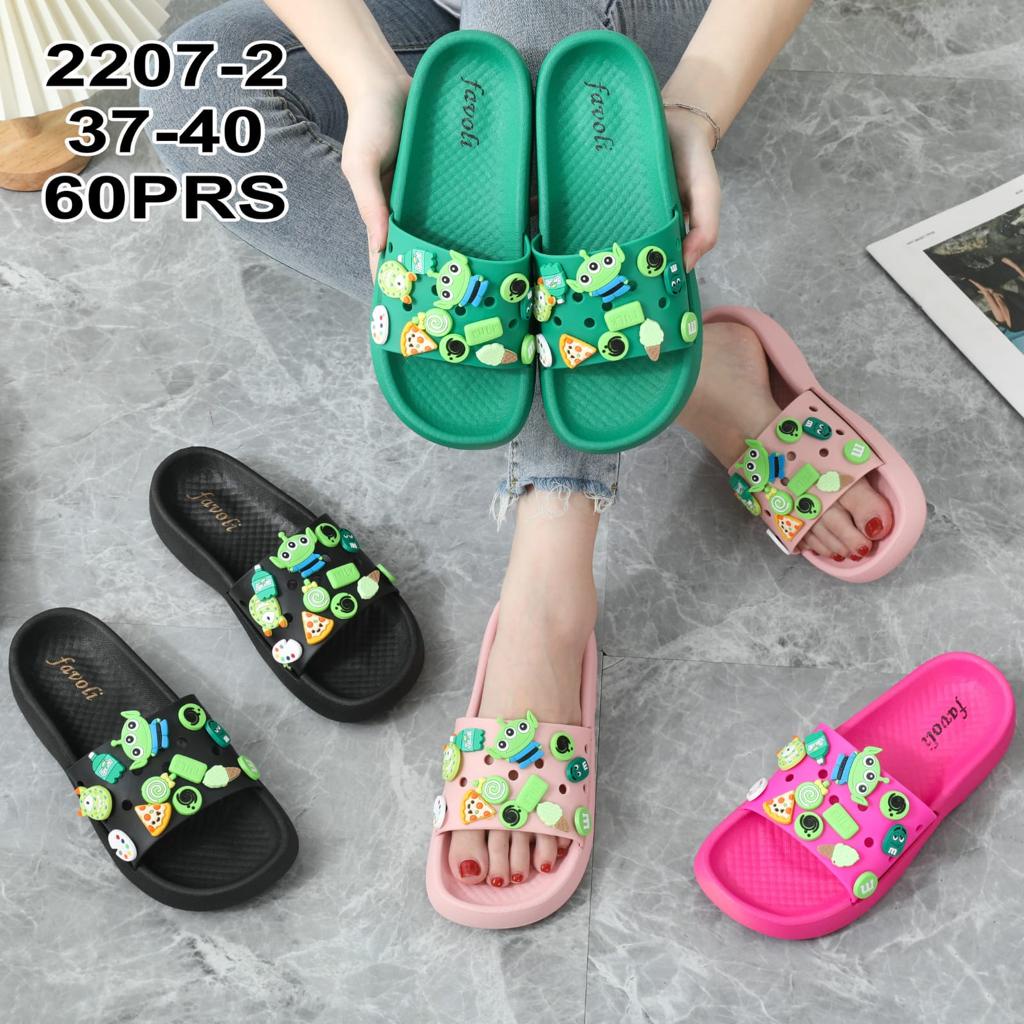 Sandal Wanita Jelly Rubber Slip On Import Jibbitz Coconut Bear &amp; Robot Winola Collection WNL 2207-1