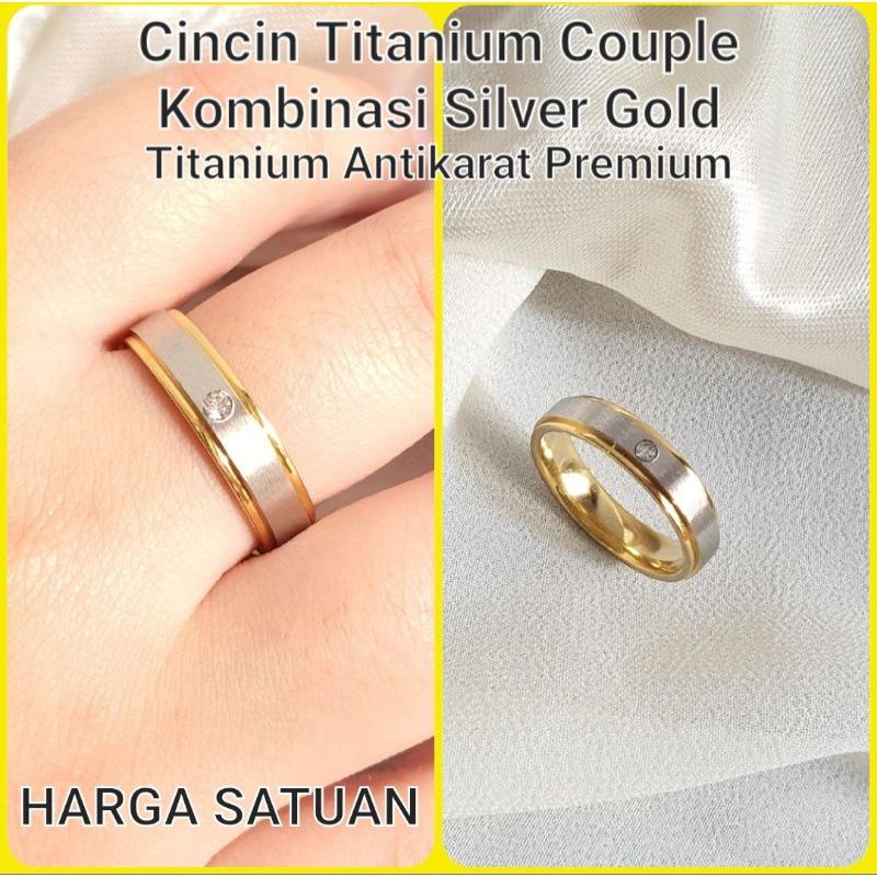 Cincin Titanium Permata Couple || Cincin Pria/ Wanita Anti Karat