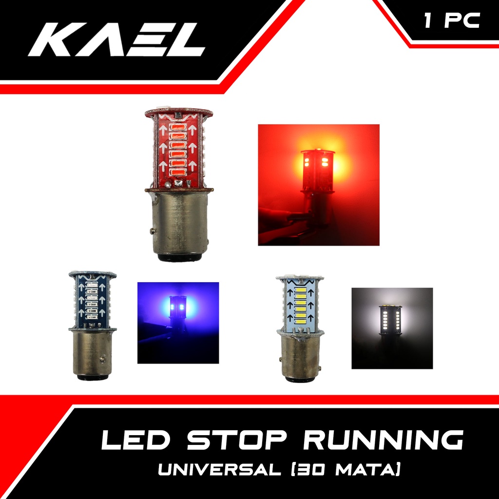 LED Stop Running Universal 30 Mata DC 12 Volt BAY15D Waterfall Strobo Belakang Stop Rem Stoplamp lam