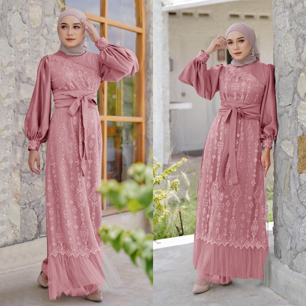 Baju Gamis Pesta Cantik Wanita Remaja Muslim Adem Mewah Elegan Modis Trandy Model Terbaru Lebaran 20