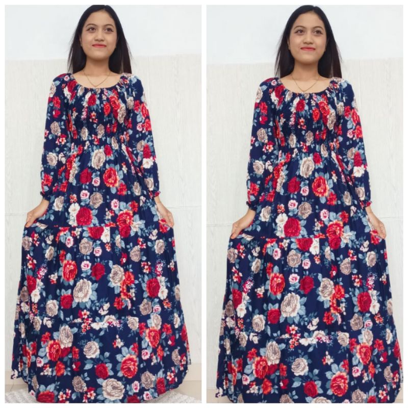 LONGDRESS CANDA MOTIF MAWAR BESAR