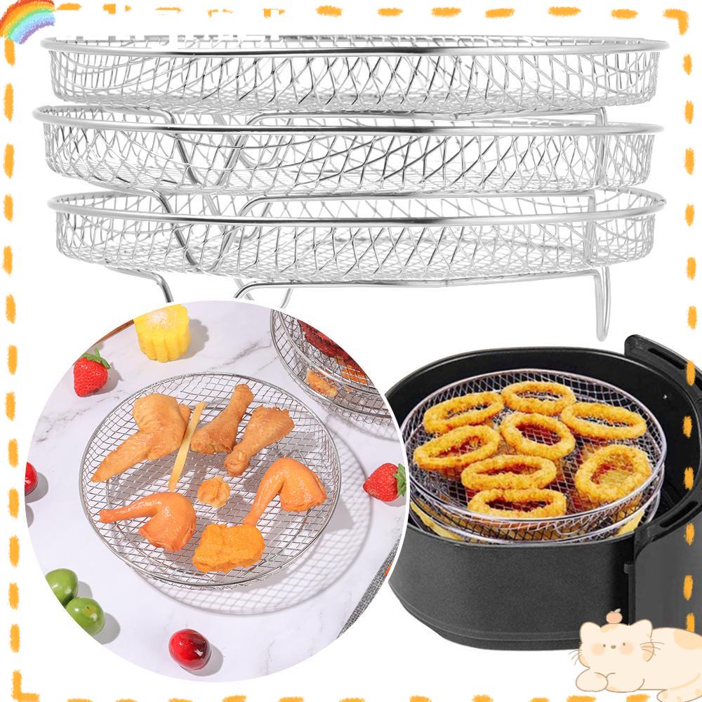 Solighter 3Pcs Air Fryer Rak Peralatan Masak Berkualitas Tinggi Cocok Semua Air Fryer Three Stackable