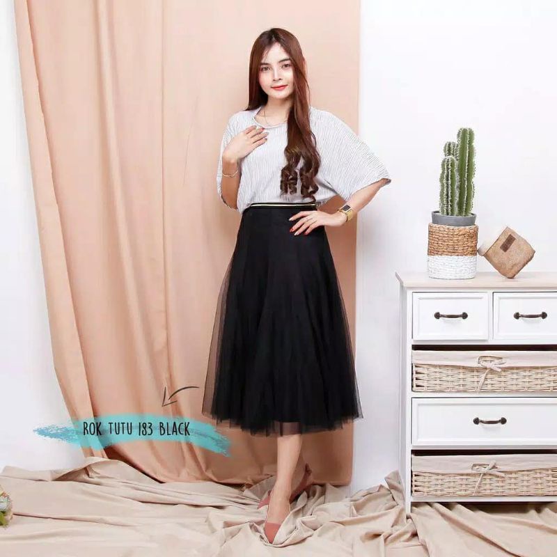 Ariana Rok Tutu Midi Skrit Dewasa Rok Tutu Pendek Tile 2 Lapis