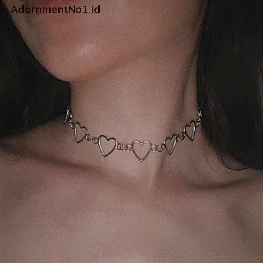 [AdornmentNo1] Fashion Choker Kalung Untuk Wanita Berongga Manis Cinta Hati Choker Kalung Dua Warna Kalung Perhiasan Kreatif Sederhana Wanita Cinta Hati Kalung [ID]