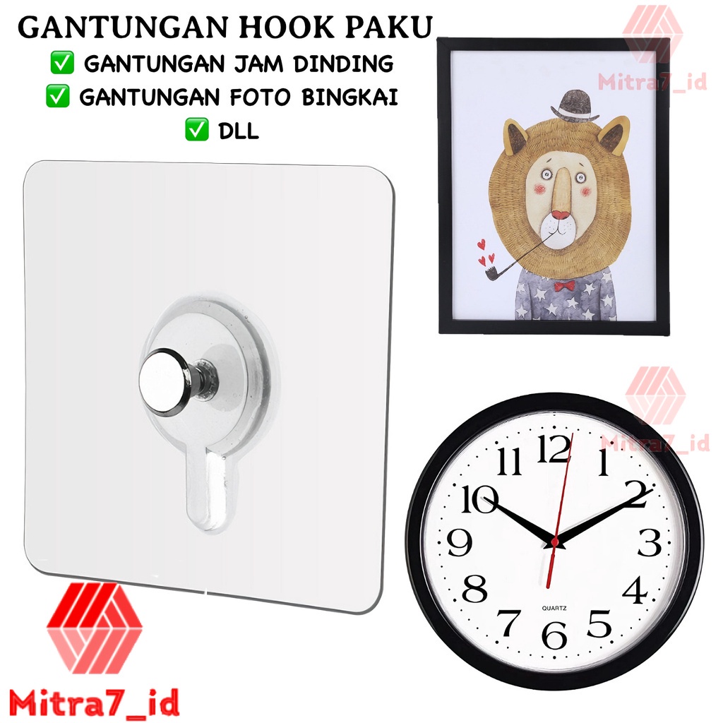 [M7] Magic Hook Baut / Tempelan Dinding Gantungan Bingkai Jam Dinding Tanpa Bor