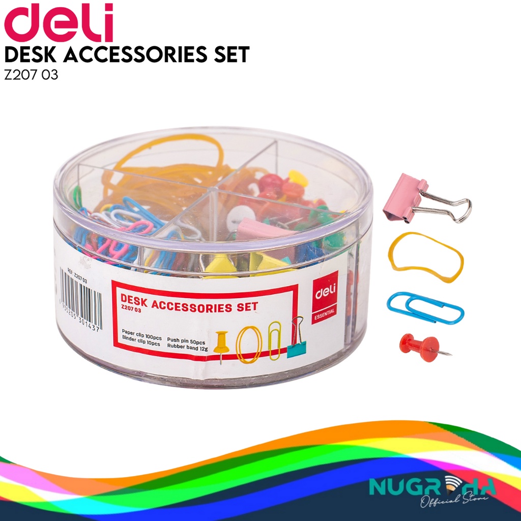 

SET Paper Klip Karet Paku Kertas Push Pin Binder Deli Z20703