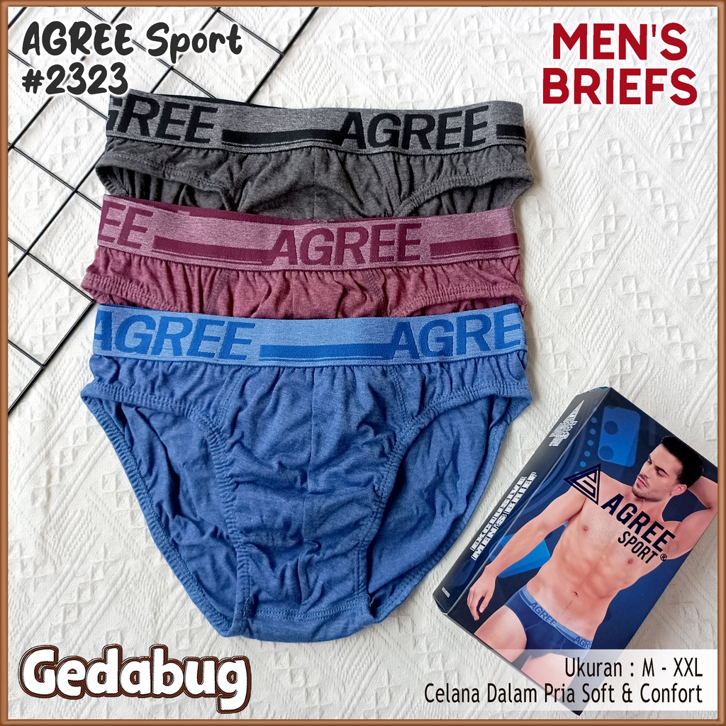 CD Pria Agree Sport 2308 | 2321 | 2322 | 2323 | 2325 | 2326 | 2327 | 2328 | Celana dalam Segitiga Karet Boxer | Gedabug