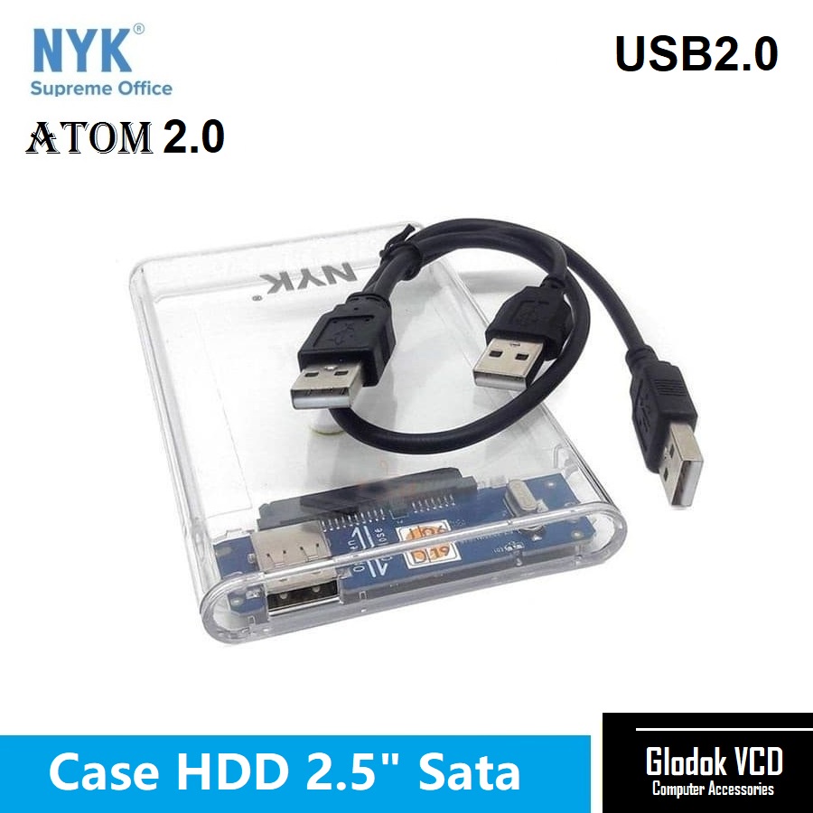 NYK Atom 2.0 Casing HardDisk 2.5&quot; Sata Transparan HDD SSD Enclosure USB2.0