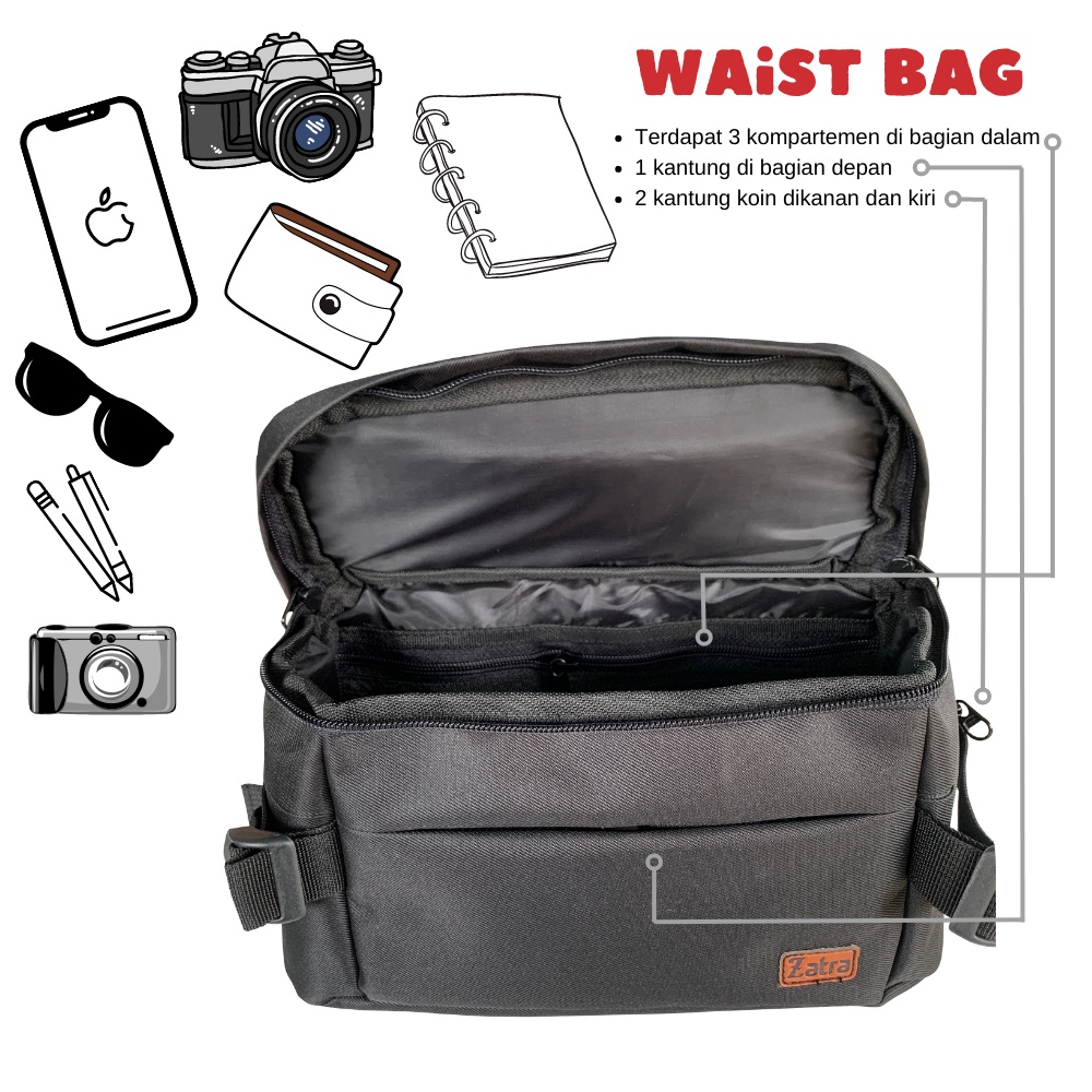 TAS SELEMPANG BAHU TAS PINGGANG PRIA WAISTBAG ZATRA