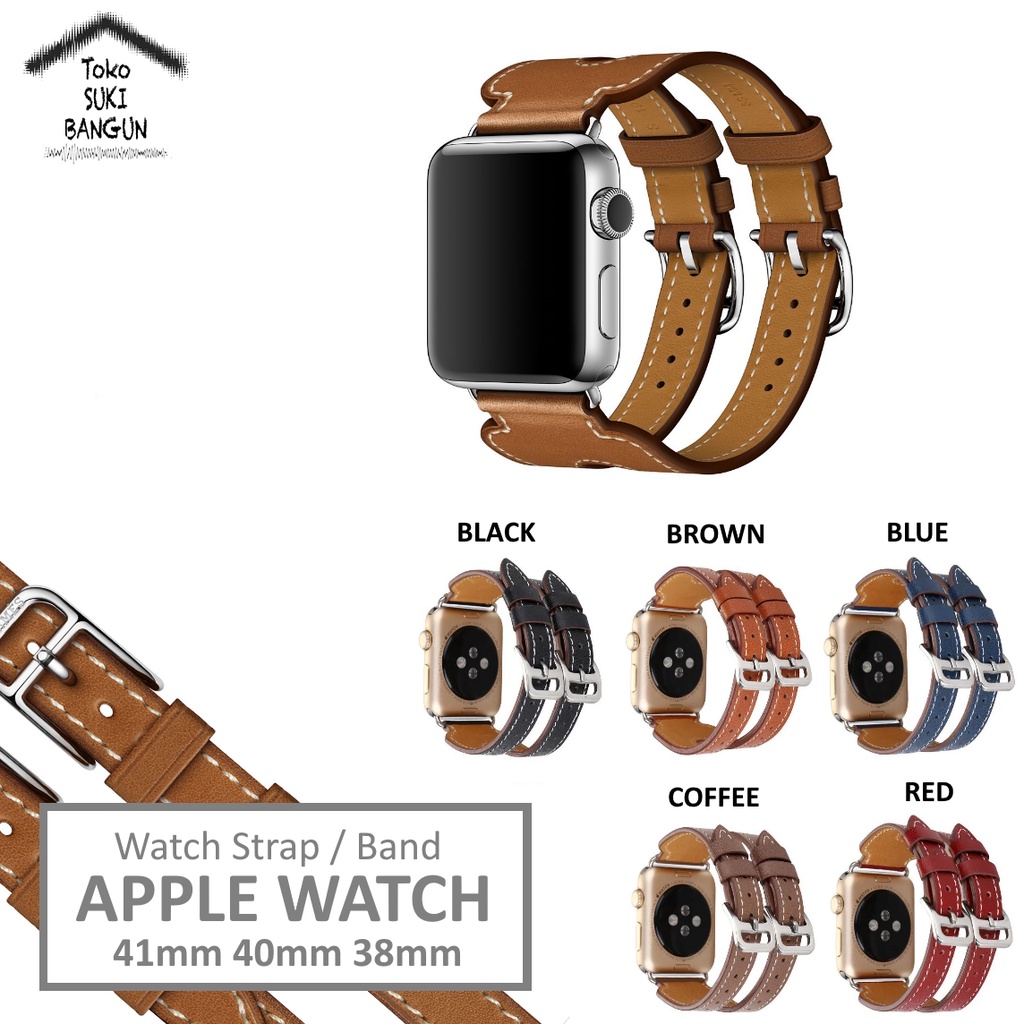 Strap Apple Watch Series 8 7 6 5 4 3 2 1 41mm 40mm 38mm TALI JAM DOUBLE CUFF Leather