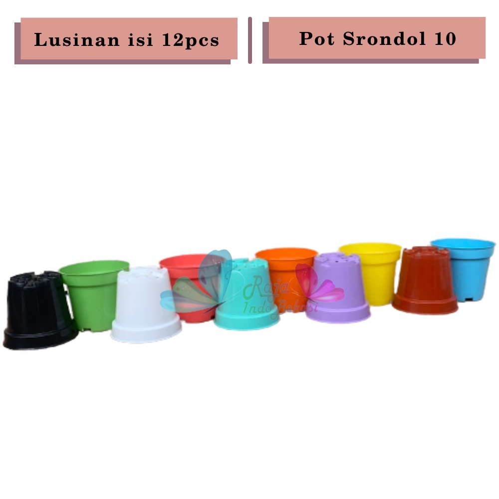 PROMO LUSINAN Pot Bunga / Pot tanaman / Pot plastik warna warni uk 10 (isi 12pcs)