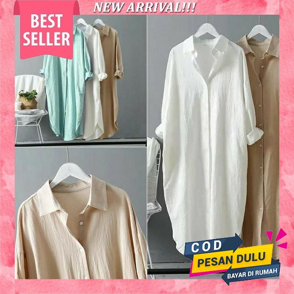 Tunik Crinkle Airflow Premium (Long }Tunik Bahan Crinkle Airflow Tunik Terbaru Import Dewasa Terbaru