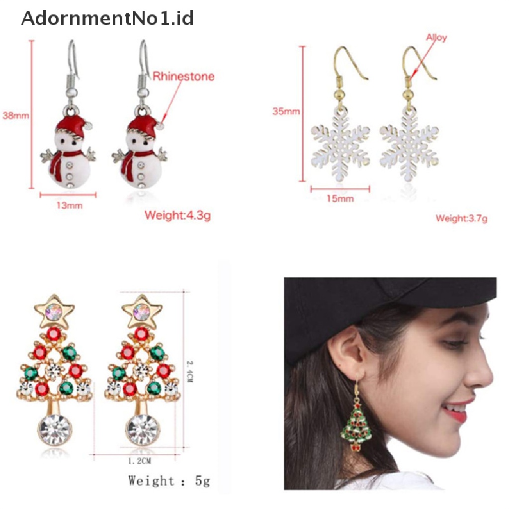 [AdornmentNo1] Anting Pohon Natal Trendi Untuk Wanita Santa Claus Snowman Drop Earrings Perhiasan Hadiah Natal [ID]