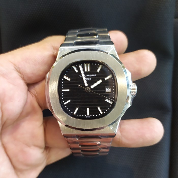 Jam Tangan Pria P P PATEK PHILIPPE Automatic/Otomatis Rantai Stainles - Putih - Hitam