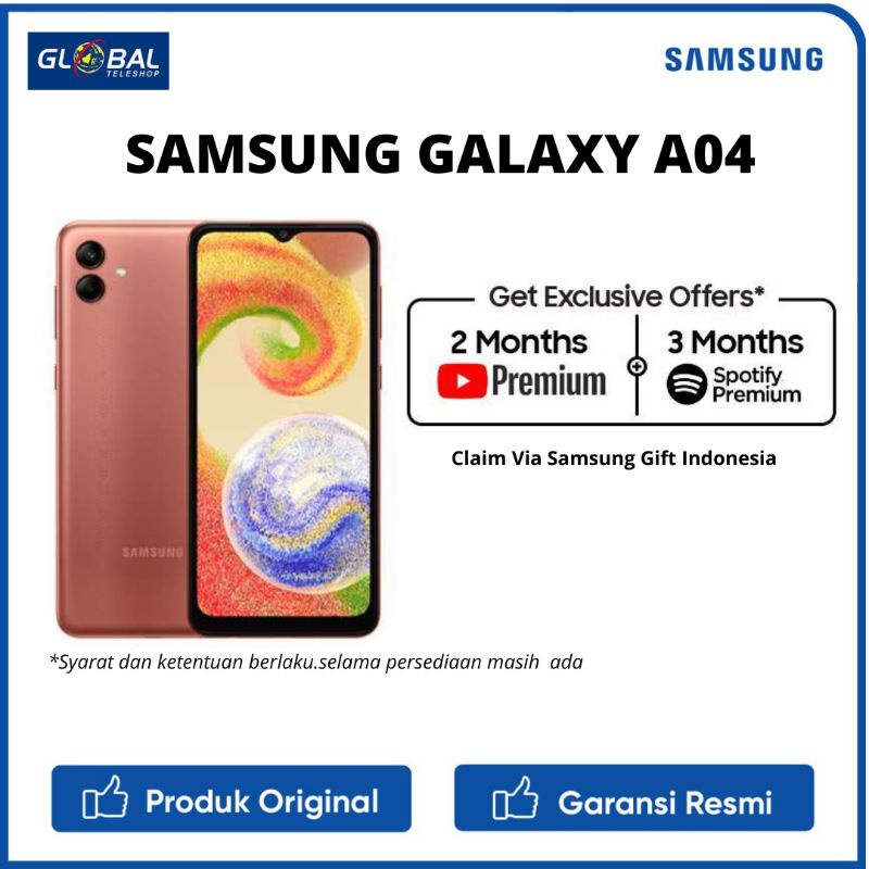 Samsung Galaxy A04 Smartphone 4/64GB Garansi Resmi