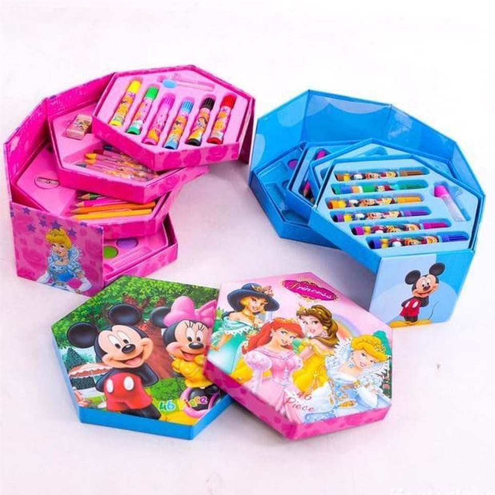 

Crayon 46-Set Murah Import - Crayon Set Susun 4 Pensil Warna isi 46 pcs Cat Air Lukis Alat Gambar Murah