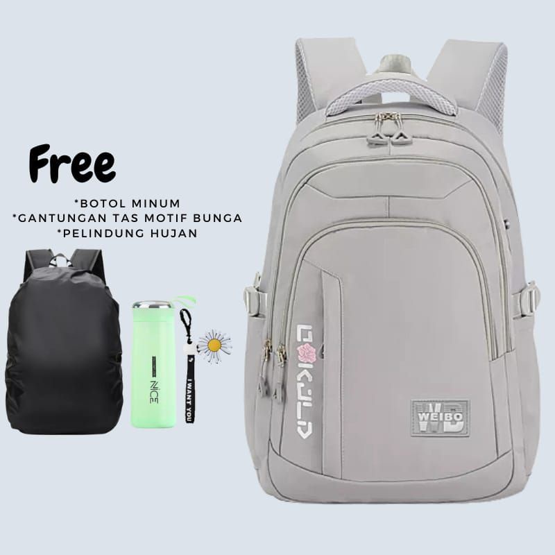 Tas Ransel Kualitas tinggi free botol minm+pelindung hujan/Ransel wibo kualiti