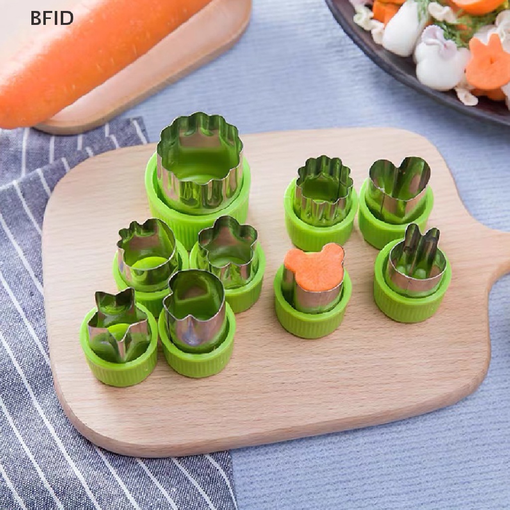 [BFID] 9pcs Cetakan Pring Biskuit Stainless Steel Cetakan Embos Bentuk Buah Sayur [ID]
