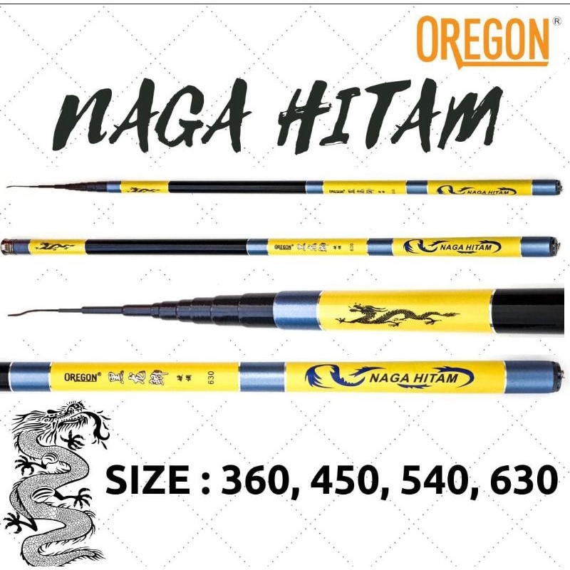 Joran Tegek Oregon Naga Hitam mentah belum setting ring kolong senar