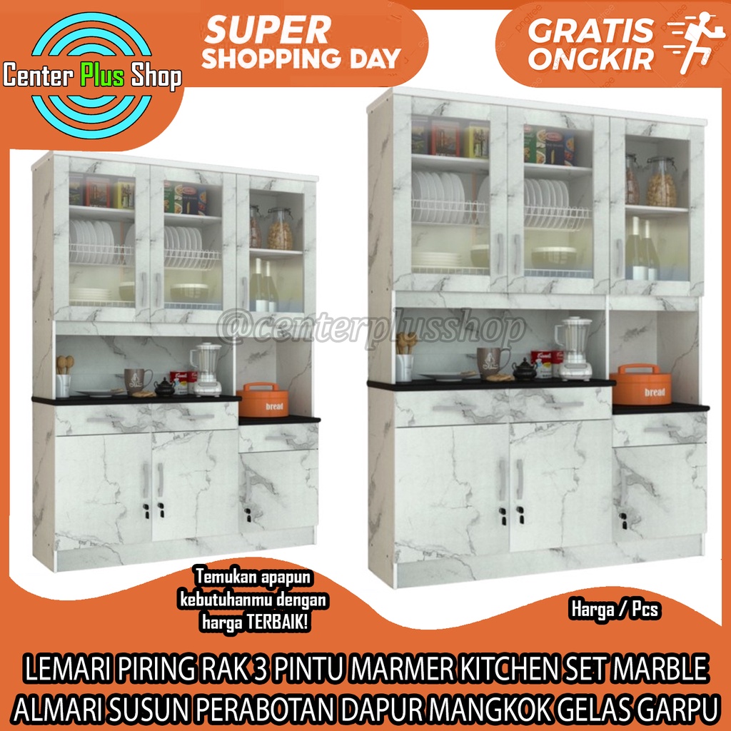 Jual Lemari Piring Rak Pintu Marmer Kitchen Set Marble Almari Susun