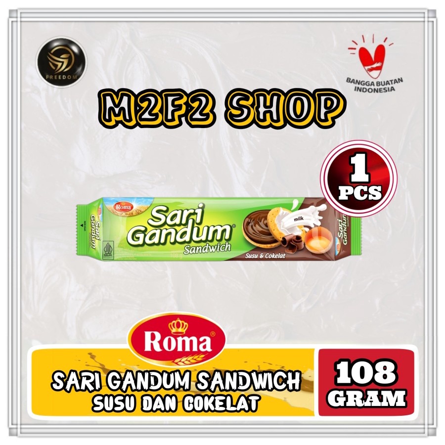 

Roma Biskuit Sari Gandum Sandwich Susu dan Cokelat - 108 gr (Kemasan Satuan)