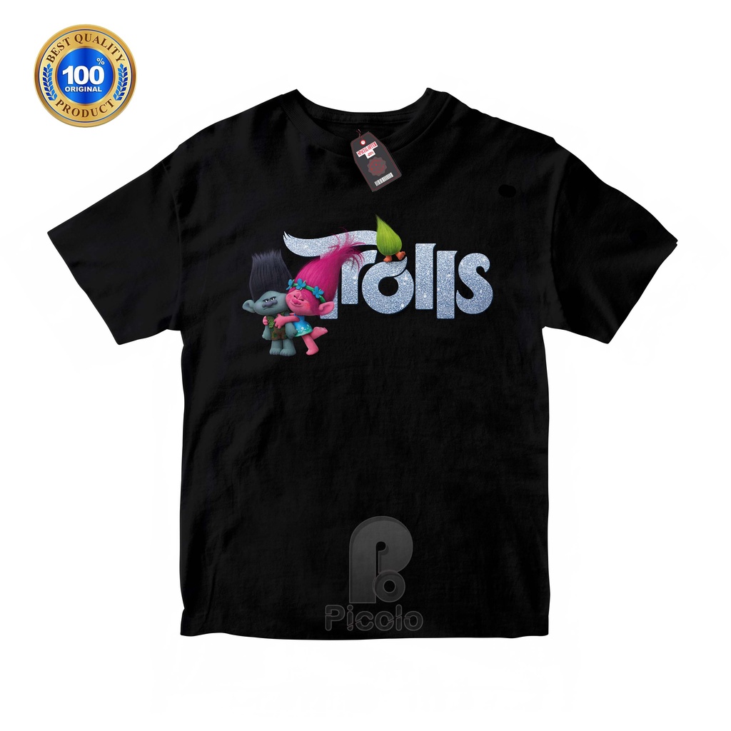 (FREE NAMA) BAJU KAOS ATASAN ANAK MOTIF TROLLS UNISEX Bahan COTTUN