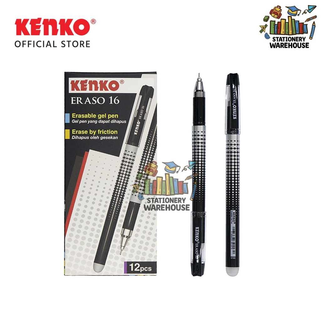 

Gel Pen Erasable ERASO 16 Black 0.5MM Pulpen Bisa Dihapus