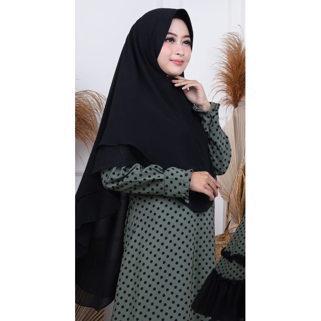 set hijab monalisa khimar ceruty motif maple