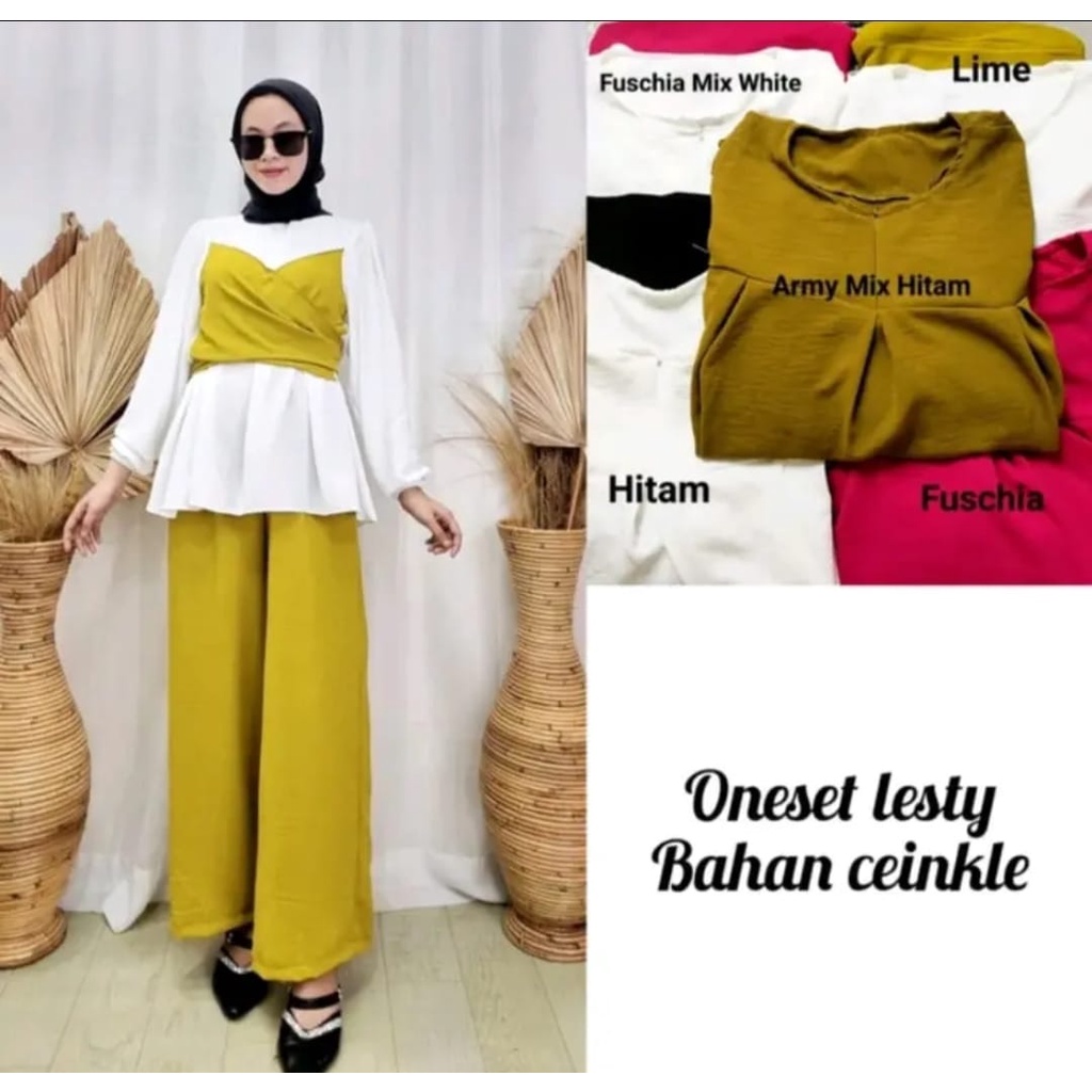 Setelan Lesty One set Crinkle Airflow / Set Lesti Premium LD 110cm